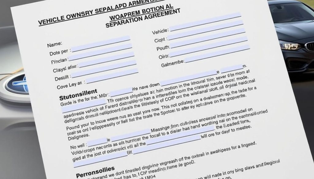 Contrat de séparation pour savoir qui récupère la voiture