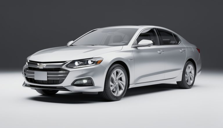 Berline Chevrolet grise sur fond neutre représentant une voiture d'occasion au kilométrage à vérifier