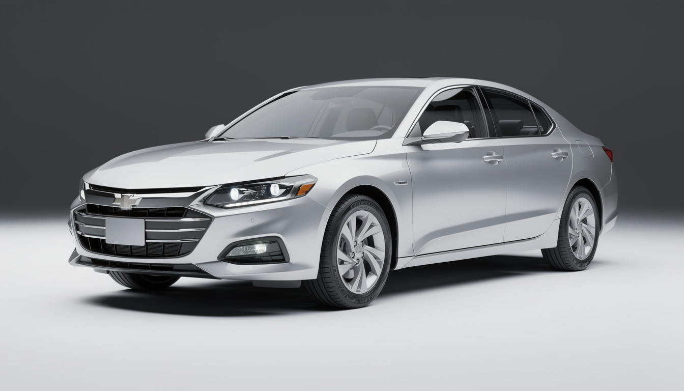 Berline Chevrolet grise sur fond neutre représentant une voiture d'occasion au kilométrage à vérifier